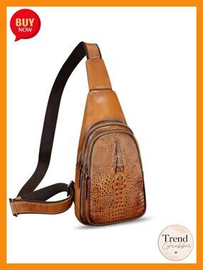 Genuine Leather Sling Bag Crossbody Backpack Adjustable Strap